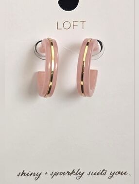 LOFT Pink Gold-Trim Hoop Earrings